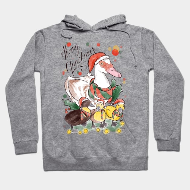 Merry quackmas Hoodie by Jurassic Ink